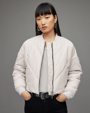 Allsaints Bailey Leather Puffer Jacket White | CA.WL012X-10